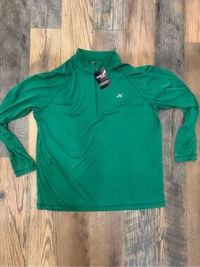 Men's Green Quarter-Zip Performance Pullover